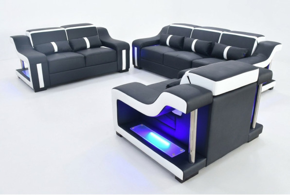 Sofaset 3+2+1 zits set Designbank Beklede banken Verlichte bank