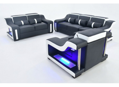 Sofaset 3+2+1 zits set Designbank Beklede banken Verlichte bank