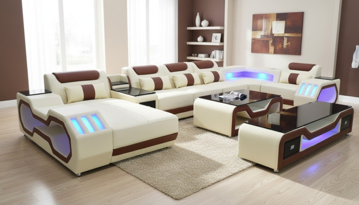 Hoekbank U-vorm beige woonlandschap bank bekleding hoekbank bankstel Bank modern sofa's