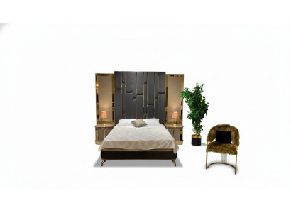 Schlafzimmer Set Bett 2x Nachttische luxuriös 3tlg Komplett Sets Betten