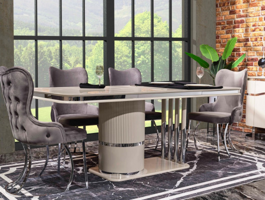 Tafel 6x stoelen 7-delige eetkamer houten eettafel eetkamerset groep ontwerp