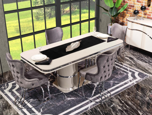 Tafel 6x stoelen 7-delige eetkamer houten eettafel eetkamerset groep ontwerp