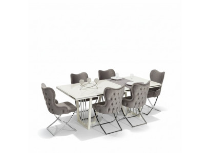 Luxus Esszimmer Set 7tlg. Esstisch Stühle modern Möbel Design Tisch