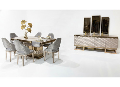 Luxuriöse Esszimmer Set Esstisch 6x Stühle Anrichte Sideboard  Spiegel 11 tlg