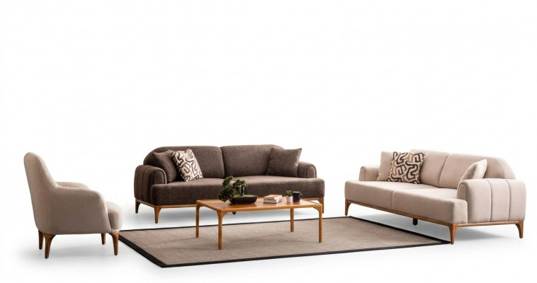Moderne Beige bankstel 3+3+1 zitplaatsen woonkamer meubilair luxe set bankstel