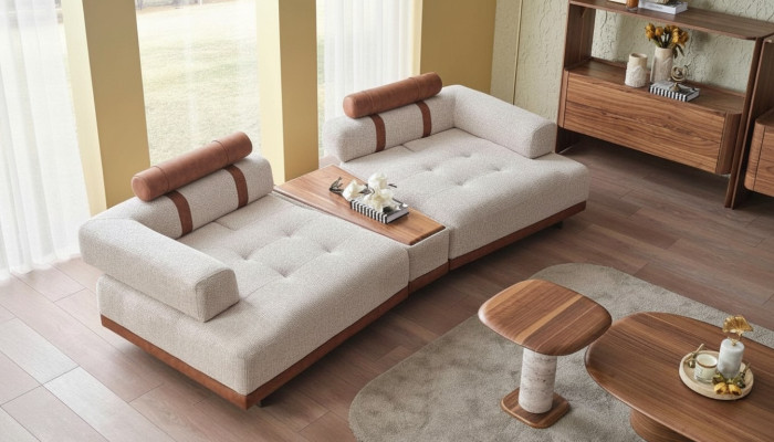 Moderne Beige Bank 3 Zits Luxe Woonkamermeubel Ontwerp Driedubbele Stijl Groot xxl