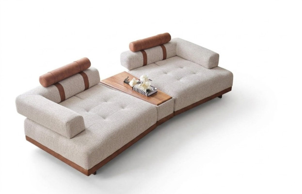 Moderne Beige Bank 3 Zits Luxe Woonkamermeubel Ontwerp Driedubbele Stijl Groot xxl
