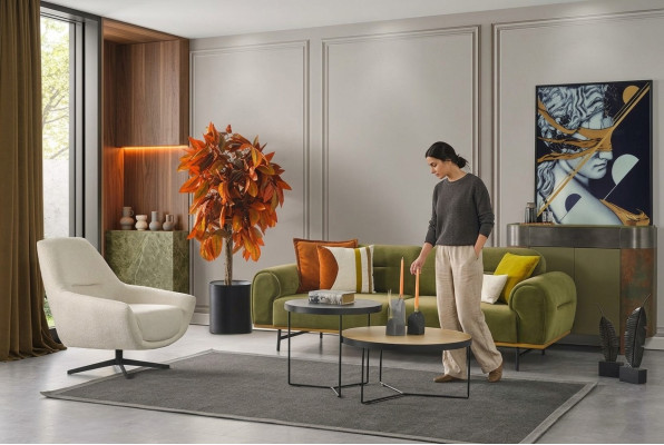 Moderne bankstel 3 + 1 zits Groen bankstel Design woonkamerset 2-delig