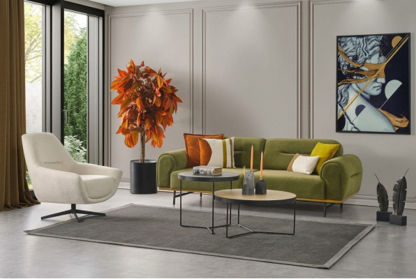 Moderne bankstel 3 + 1 zits Groen bankstel Design woonkamerset 2-delig
