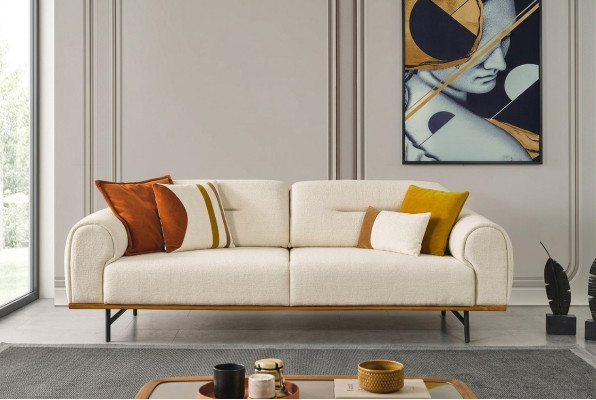 Moderne Bank 3-zits Luxe Beige Designmeubels in Woonkamer Banken.