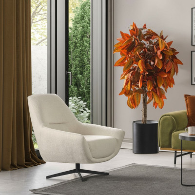 Luxe fauteuil beige draaibaar woonkamer stijl bekleding textiel lounge club