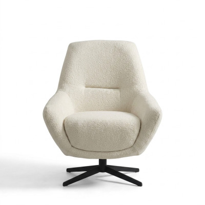 Luxe fauteuil beige draaibaar woonkamer stijl bekleding textiel lounge club