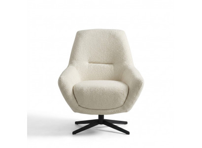 Luxe fauteuil beige draaibaar woonkamer stijl bekleding textiel lounge club