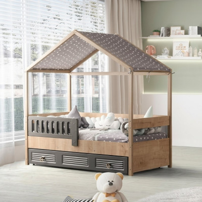 Bedframe kinderbed 200 cm houten bed kinderkamer bedframes grijs