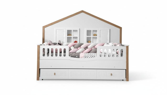 Bedframe kinderbed bed kinderkamer kinderkamermeubels wit hout