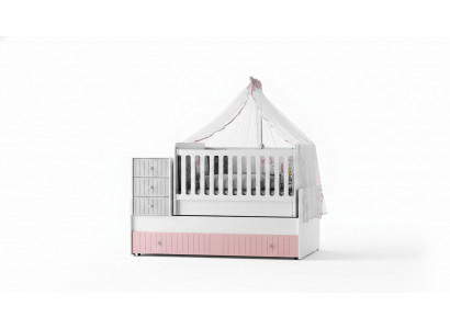 Stijlvol kinderbed voor baby, veelkleurig. Perfect meubilair voor uw kinderkamer. Verwijdering.