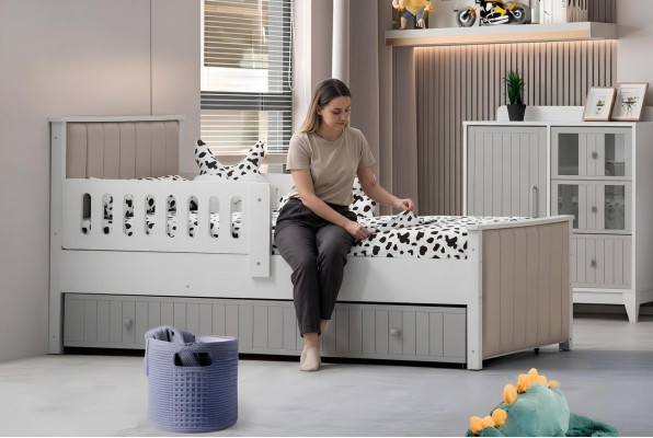 Praktisch kinderbed grijs kleur voor zoete slaapuren luxe