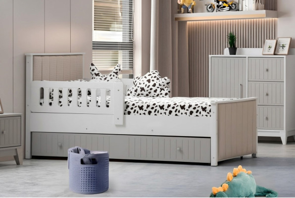 Praktisch kinderbed grijs kleur voor zoete slaapuren luxe