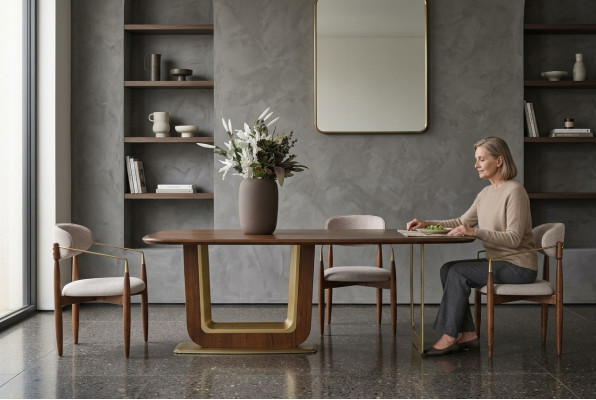 Modern eetkamerset Perfecte eettafel en 4 stoelen in de kleur bruin 5-delig.