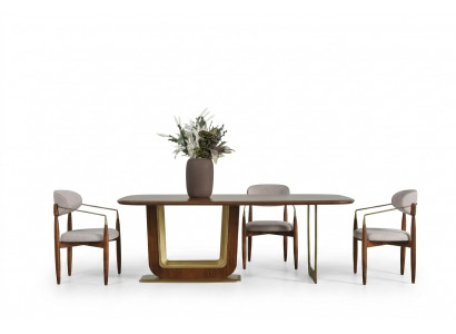 Modern eetkamerset Perfecte eettafel en 4 stoelen in de kleur bruin 5-delig.