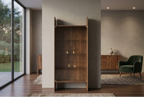 Vitrine Luxus kast Houten Stijl Bruin Glas Nieuw Kasten Glazen kast