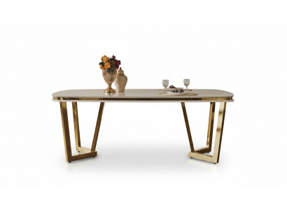 Eettafel Eetkamer Hout Eettafels Stijl Modern beige Design Roestvrij staal