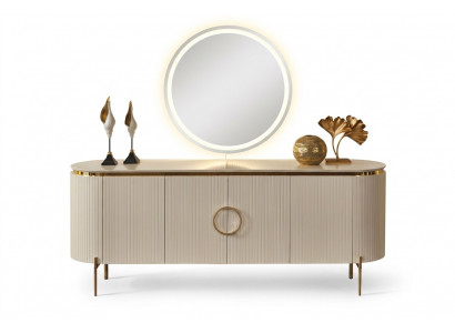 Bestaat uit eetkamerset Bestaat uit beige kleur dressoir en spiegel
