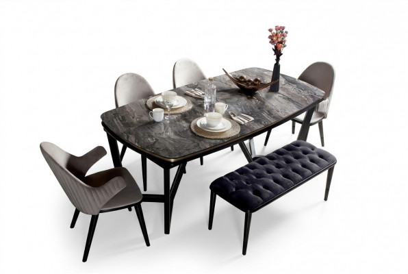 Luxe eetkamerset bestaande uit eettafel en 4 stoelen, nieuwheid 5-delig.