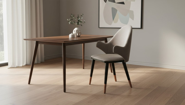Exclusieve beige stoel met design van zwart houten poten eetkamer nieuwigheid