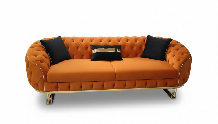 Stijlvolle 3-zitsbank Chesterfield Oranje Moderne woonkamer meubels
