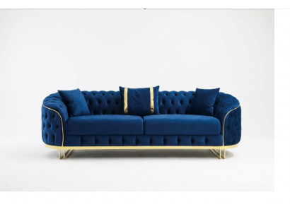 Blauw Chesterfield bankstel Designer woonkamer Driezitsbank Roestvrijstalen meubels