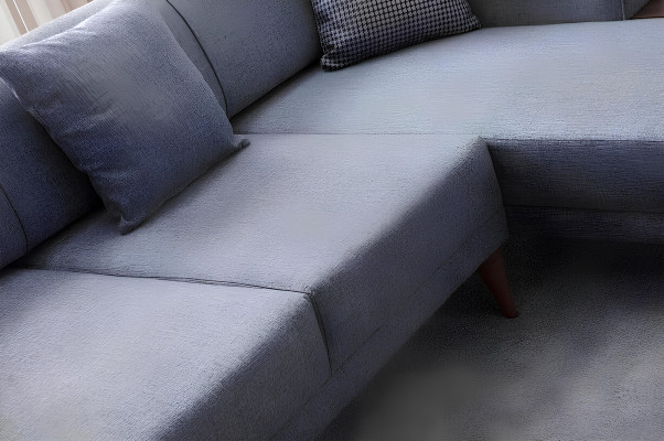Grijze woonkamer L-vorm bank bekleding hoekbank design woonkamer bank