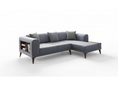 Grijze woonkamer L-vorm bank bekleding hoekbank design woonkamer bank
