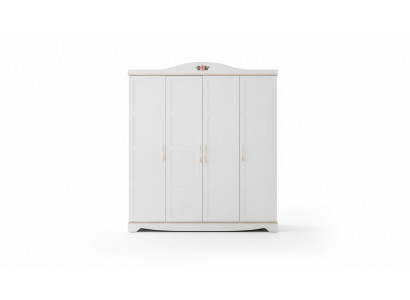 Weißer 4-Türiger Kleiderschrank Designer Holz Schrank Kinderzimmer Möbel