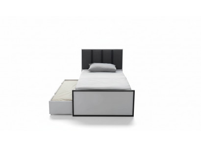 Weiß-Schwarzes Kinderbett Ausziehbares Holzbett Schlafzimmer Möbel Neu