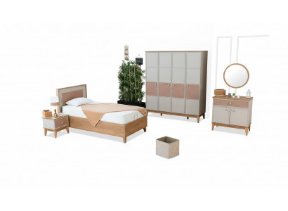 Vollständiges Kinderzimmer Set Designer Kinderbett Kleiderschrank Spiegel