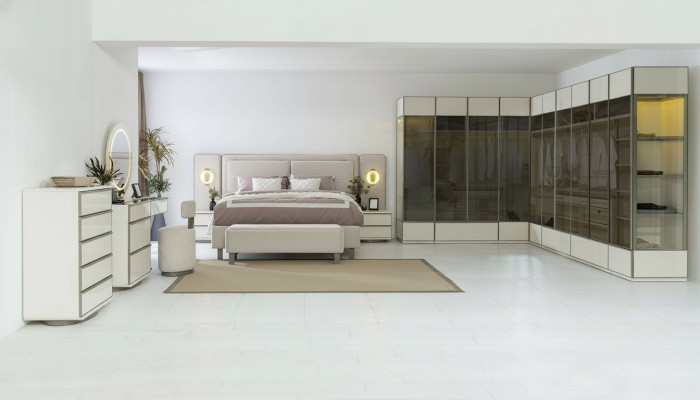 Compleet slaapkamer set designer bed nachtkastjes kaptafel 7-delig