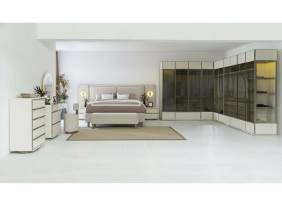 Compleet slaapkamer set designer bed nachtkastjes kaptafel 7-delig