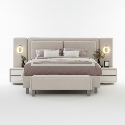 Compleet slaapkamer meubelset bed met bank 2x nachtkastjes 3-delig nieuw