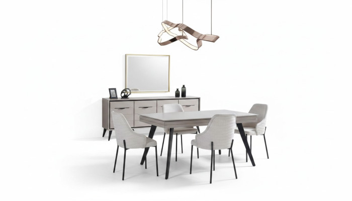 Moderne eetkamer houten meubels luxe dressoir spiegel eettafel 6 stoelen