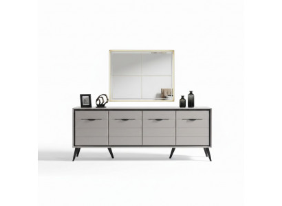 Witte 4-deurs eetkamer dressoir Designer dressoir Luxe glazen spiegel
