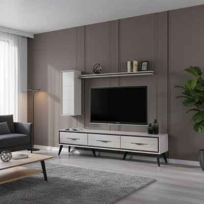 Stijlvol 3-deurs tv-laagbord moderne wandkast ontwerper rek.