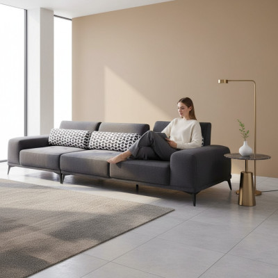 Grijze 4-zits woonkamer luxueuze bank Moderne bank bekleding meubels Nieuw