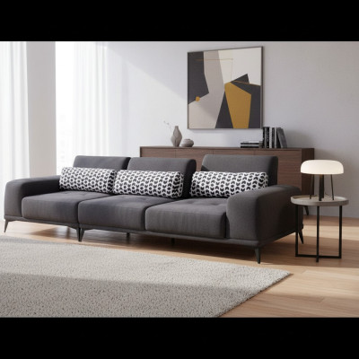 Grijze 4-zits woonkamer luxueuze bank Moderne bank bekleding meubels Nieuw