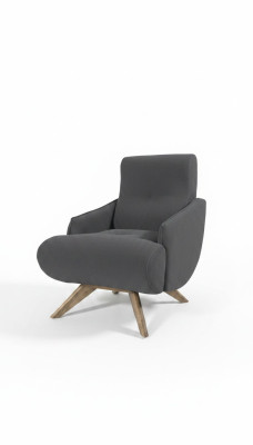 Grijze loungestoel ontwerper fauteuil eenzitter gestoffeerde stoel woonkamer meubels
