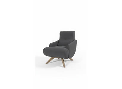 Grijze loungestoel ontwerper fauteuil eenzitter gestoffeerde stoel woonkamer meubels
