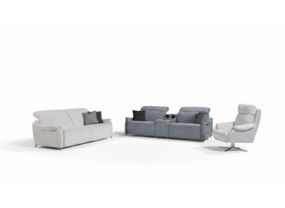 Luxe woonkamerset met 2x 3-zitsbanken met muzieksysteem en fauteuil