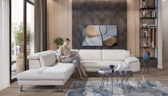 Wit hoekbank L-vorm bankstellen Woonkamer Moderne woonlandschappen
