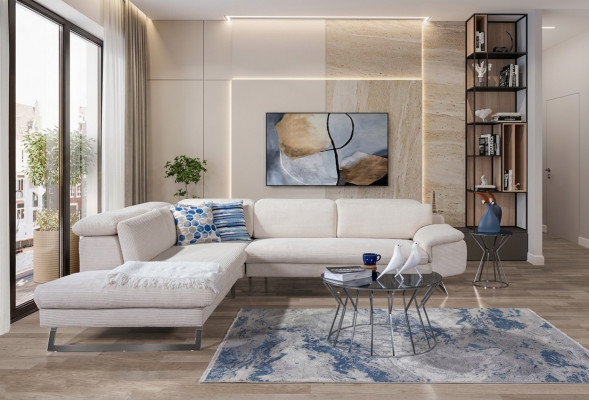 Wit hoekbank L-vorm bankstellen Woonkamer Moderne woonlandschappen