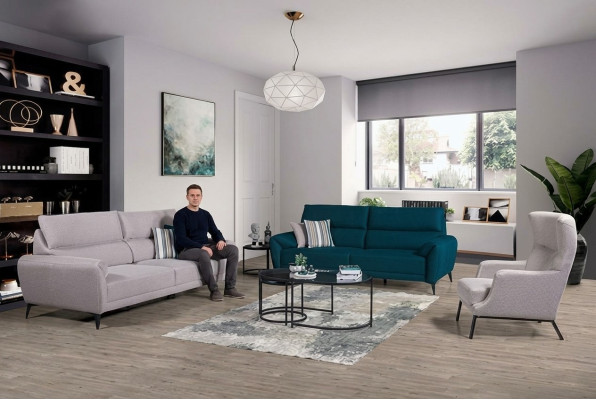 Stijlvolle woonkamer zit set 2x 3-zits banken fauteuil 3-delige set